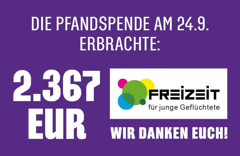 2.367 EUR Becherspende für „FreiZeit für junge Geflüchtete“