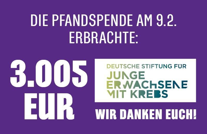 3.005 EUR für die „Deutsche Stiftung für junge Erwachsene mir Krebs“