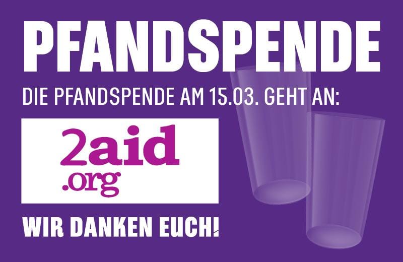 Becherspende für „2aid.org e.V.“ – Für sauberes Wasser