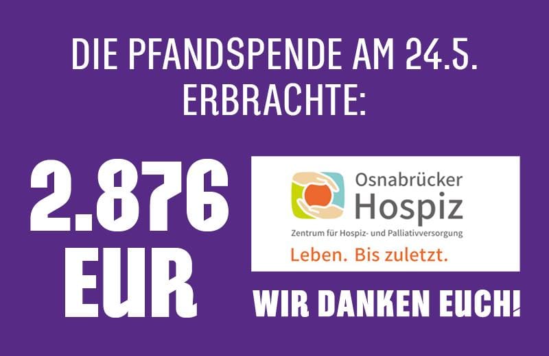 2.876 EUR Becherspende für Osnabrücker Hospiz e.V.
