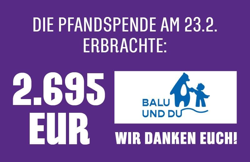 2.695 EUR Becherspende für Mentoringprogramm „Balu und Du“