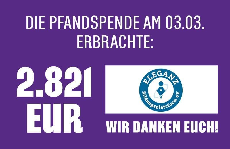 2.821 Euro Becherpfand für die Eleganz Bildungsplattform