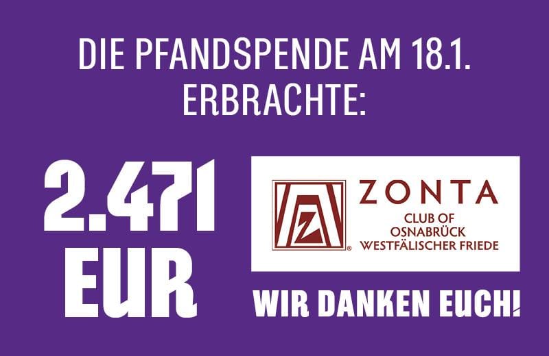 2.471 EUR Becherspende für ZONTA-Club Westfälischer Friede